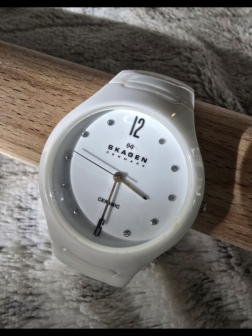 Skagen White Ceramic Women's Watch - Crystal Markers